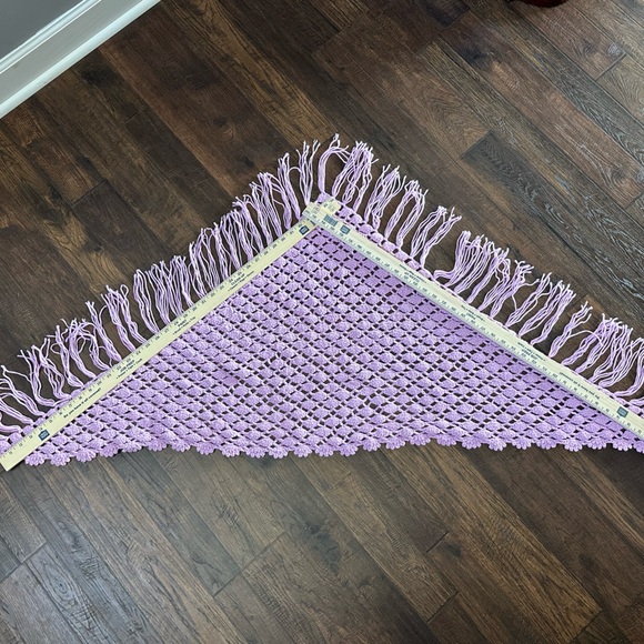 Pink Mauve Crochet Shawl handmade 36” each side 6” fringe - Picture 6 of 14